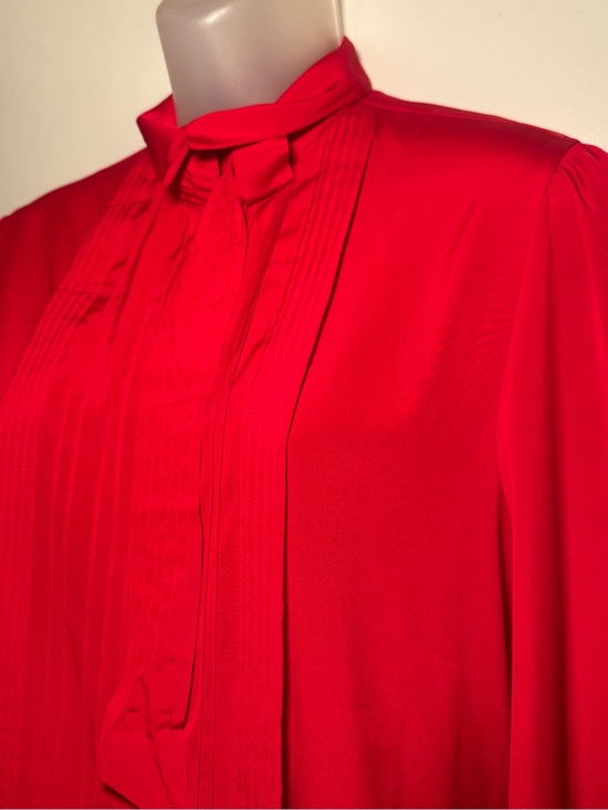 Alexandria Tops - Alexandria Red Tie Neck Pleated Blouse size 10